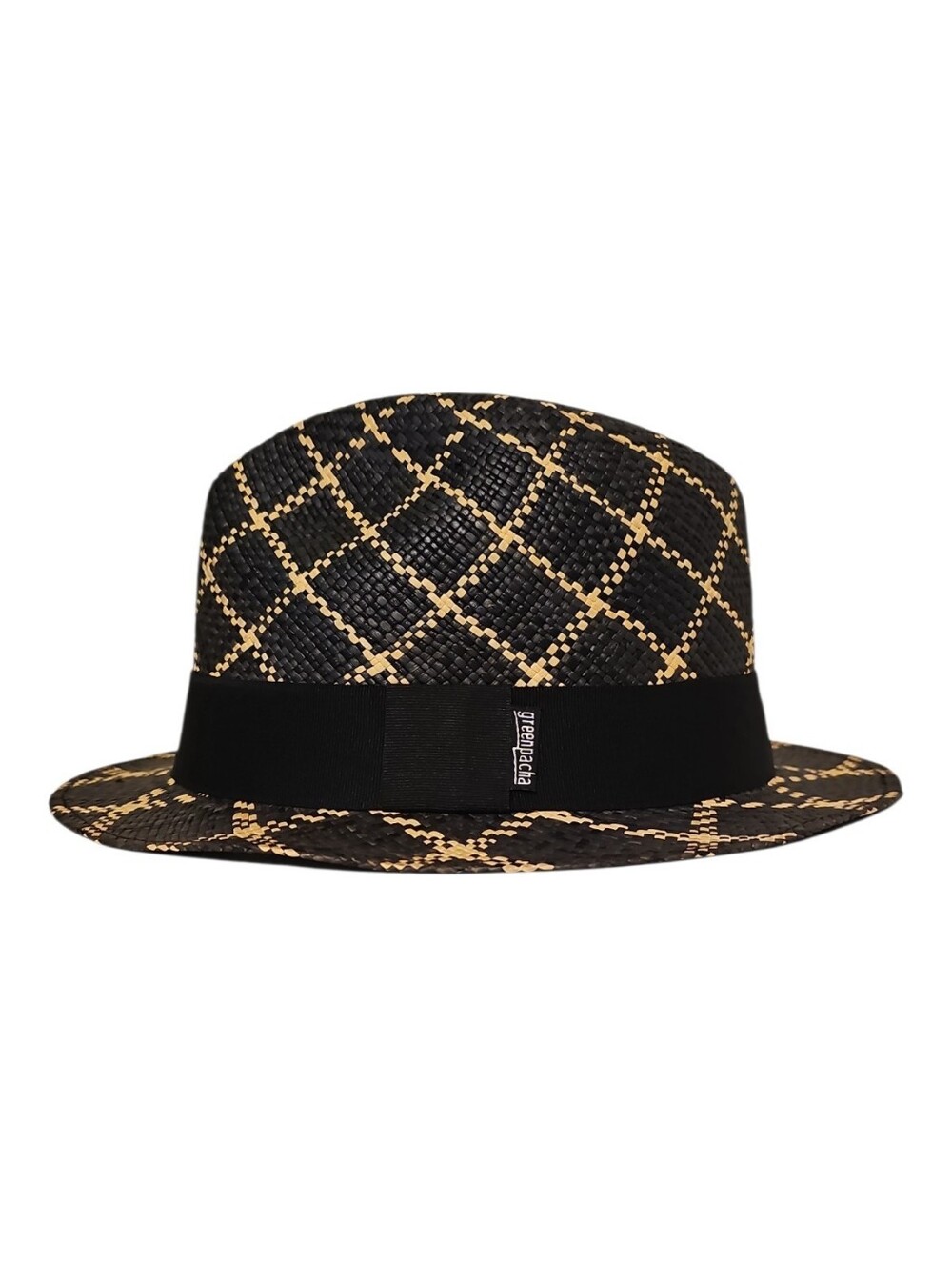 Greenpacha Black & Tan Woven Fedora with Wide Band Size Medium